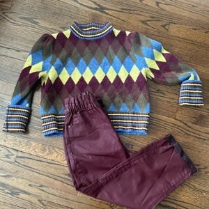 Never Worn Zara Burgundy Paper bag pants
